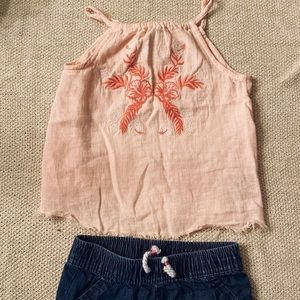 Peach halter top with jean shorts - 18 months